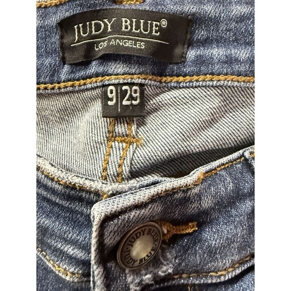 Judy Blue Skinny Fit Jeans 9/29 Distressed Buffalo Plaid Patched Flip‎ Cuffs - Picture 6 of 13